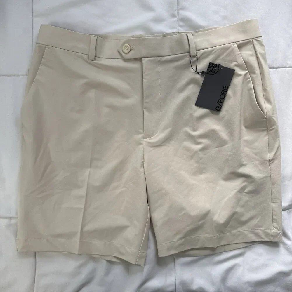 G/FORE Maverick 4-Way Stretch 8” Shorts Mens 38 Stone Beige Golf Performance